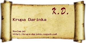 Krupa Darinka névjegykártya